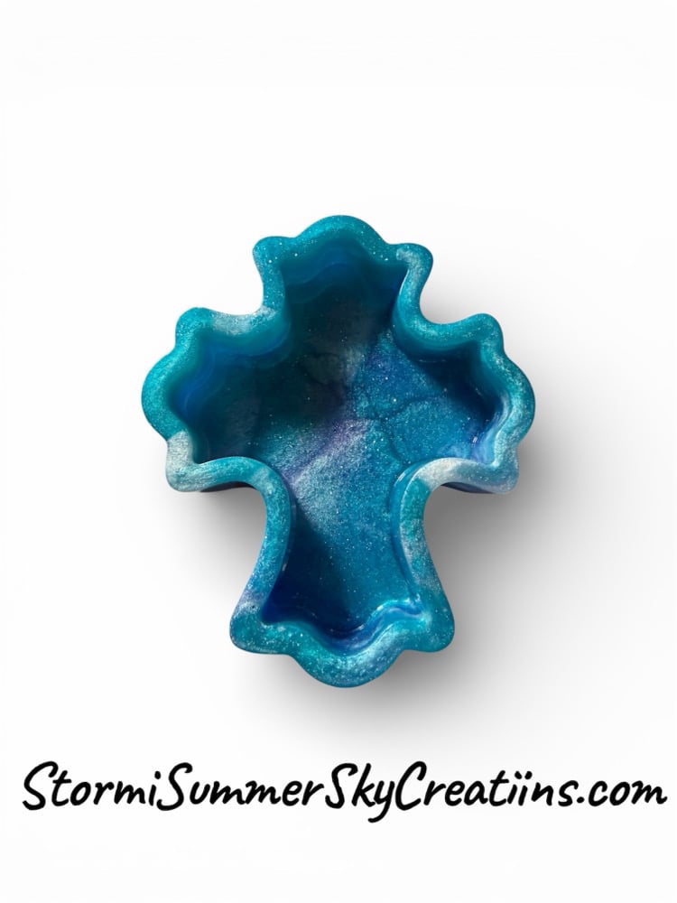 Image of Marbled Blue, Purple, and White Cross trinket box