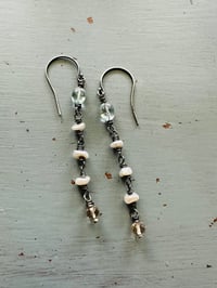 Image 1 of blue topaz pearl and citrine dangle earrings