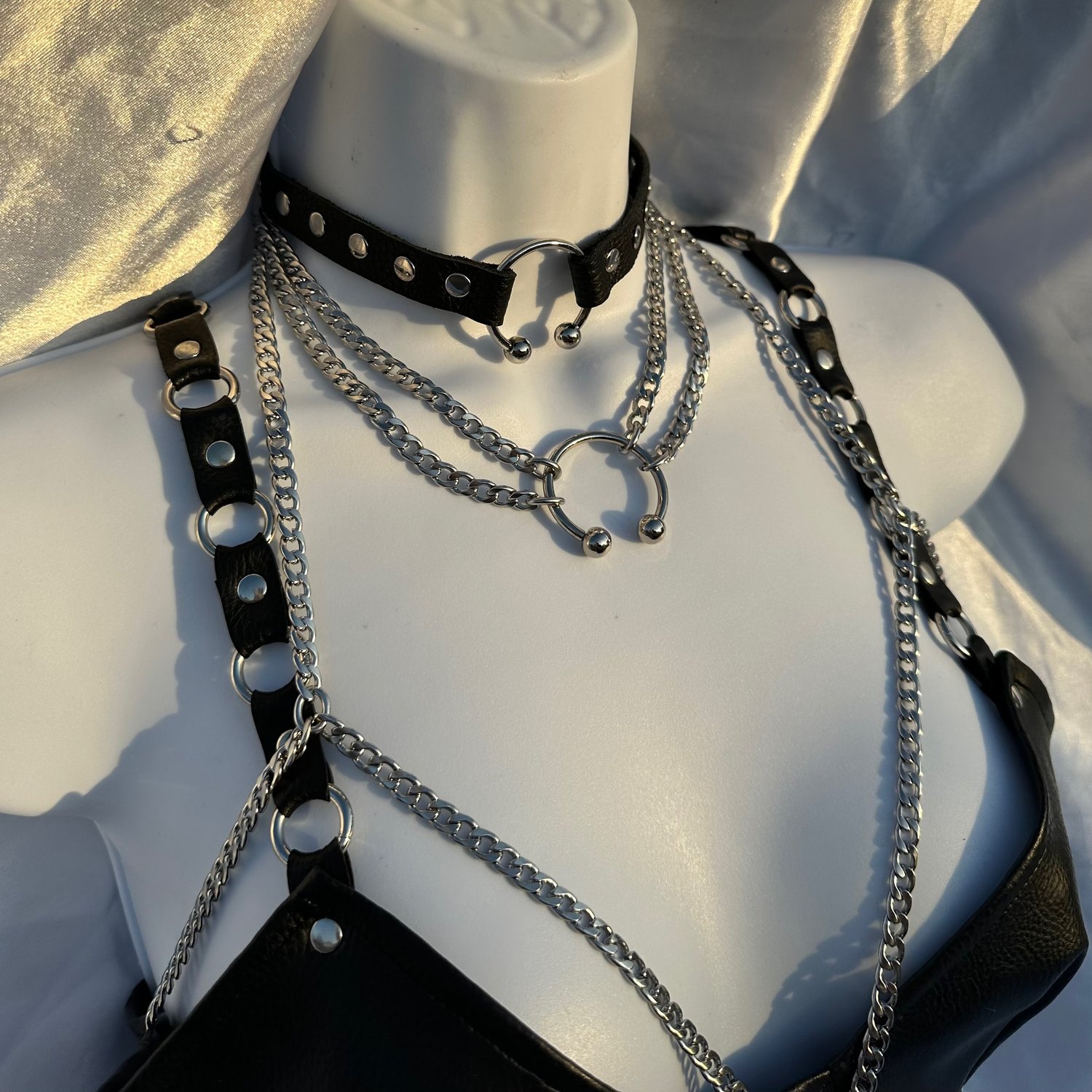 Image of Pierced Leather Choker