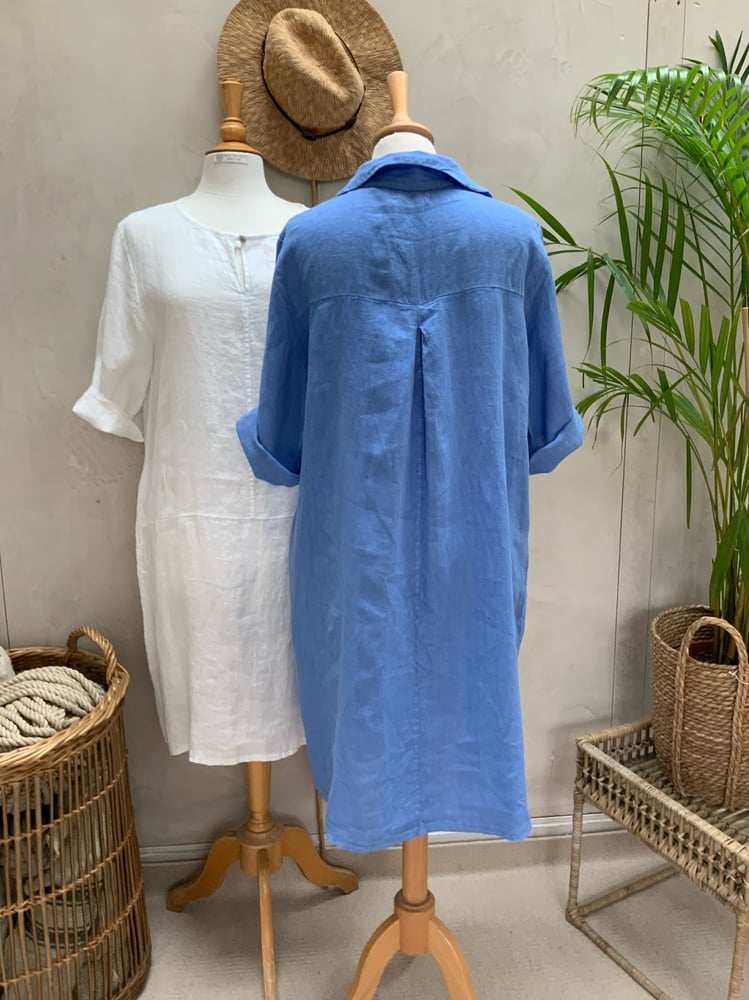 Image of Robe En Lin Daphné Bleu Lavande 