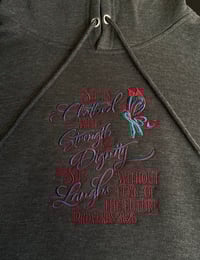 Image 2 of "She Is Clothed with Strength & Dignity...." Proverbs 31:25 Hoodies (w/ butterfly + ribbon)