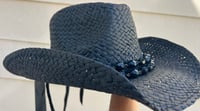 Image 2 of Black Cowboy Hat Layered Black and Gray Bead Band 