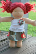 Image of Brown/Blue/Red Floral Skirt with Rosette Tube Top for 10" Dolls Waldorf