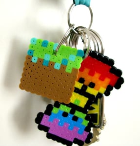 Image of 8-Bit Minecraft Dirt Block Keychain