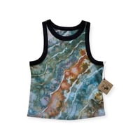 Image 1 of L Ladies Fitted Knit Contrast Tank in Earthy Geode Ice Dye