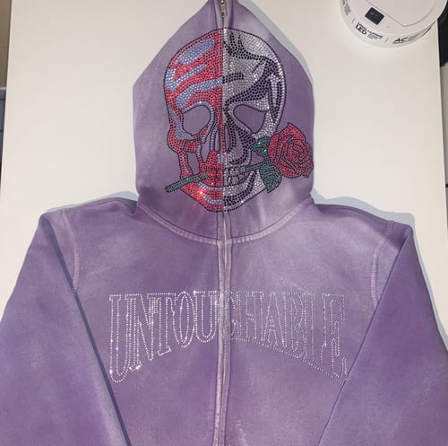 Image of Untouchable Lifestyle Split Skull Purple Hoodie