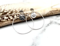 Image 4 of Handmade Sterling Silver Lotus Flower Hoop Earrings 
