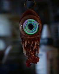 Image 9 of Color Burst Twisted tongue pendant, OOAK green purple orange blue Glow