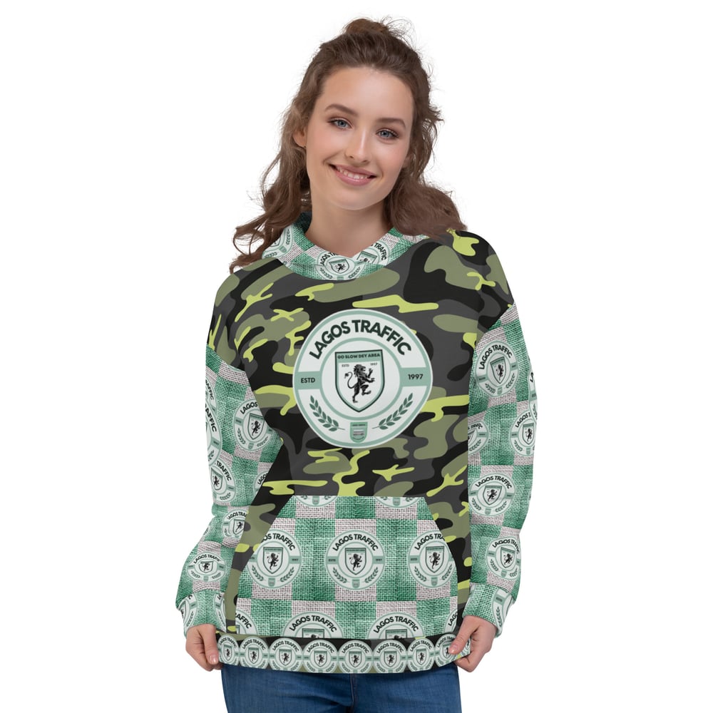 CAMO N'RAFFIA GREEN - METRO COUTURE UNISEX HOODIE COLLECTION