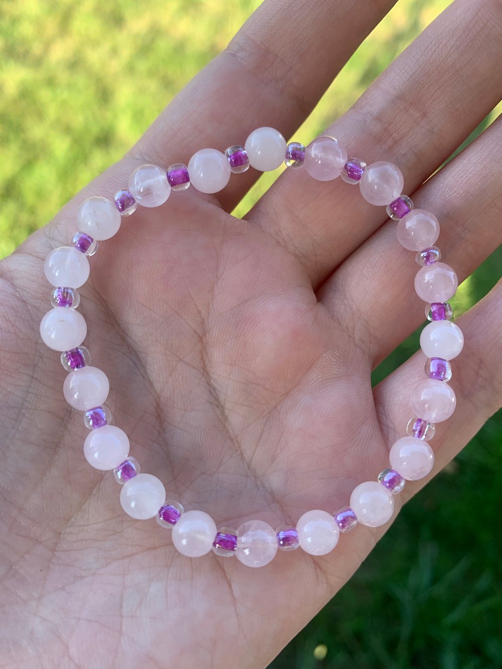 purple & pink rose quartz bracelet