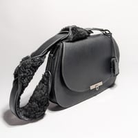 Image 2 of MOLLY - BLACK W/ SHEARLING ACCENT SHOULDER STRAP WRAP