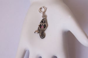 Image of Antiqued Sterling Silver Plated Pewter Mermaid Charm with Light Rose Swarovski Crystal