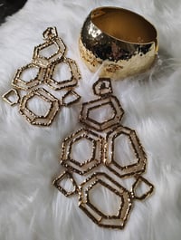 Image 1 of GEO GOLD EARRING AND BRACELET SET