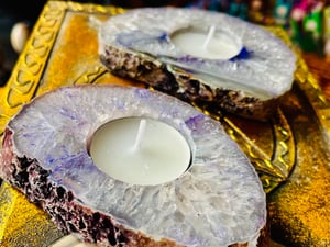Image of Purple agate t light candle holder 