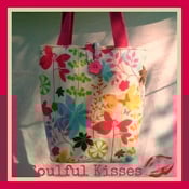 Image of Enchanted Fushia Forest - Cute Kiss Tote Handbag Handmade