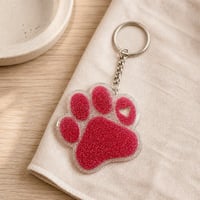 Pink glitter Resin Dog Paw Keychain - Pet lover accessory