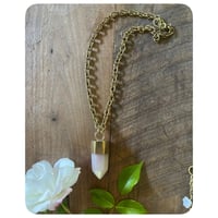 Image 2 of Solid Brass Light Pink Opal Necklace