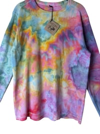 Image 8 of M Unisex Adult Waffle Long Sleeve Shirt in Candy Watercolor Ice Dye