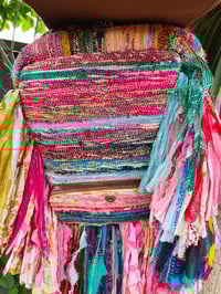 Image 5 of 1 Frill sari Bohemian Back Pack with adjustable leather strap