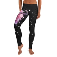 Image 3 of Kawaii Pastel Goth Starry Pink and Purple Watercolor Baphomet Horned Goat Leggings