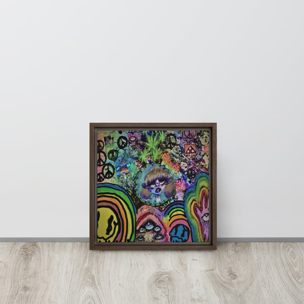 Image of "Edible Nightmare"  Trippy Abstract Framed canvas