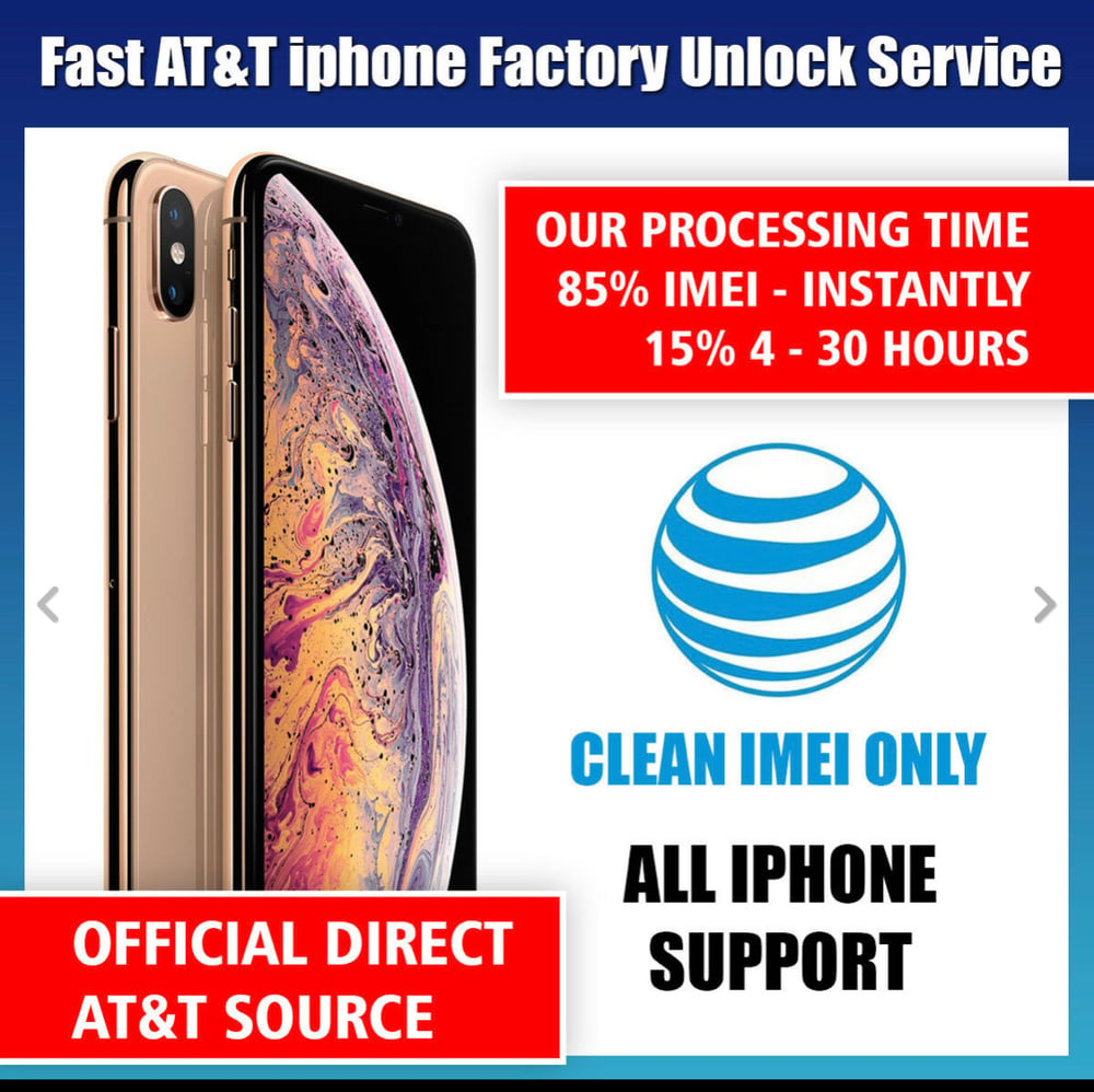 Image of FACTORY UNLOCK SERVICE AT&T CODE ATT for IPhone 5 5S 6 6s 7 8 X XS 11 SE 12 13