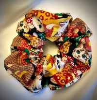 Image 1 of “Kitties in Kimonos” vintage fabric SCRUNCHIE