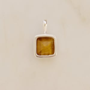 Image of Tiger Eye square cut silver necklace