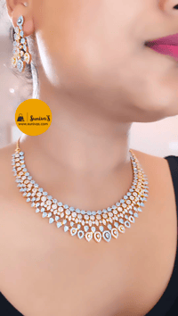 Image 2 of Risha CZ Gold-Stunning Australian Diamond Necklace Set
