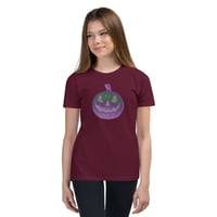 Image 7 of Youth Short Sleeve T-Shirt - Jack O Lantern Retro Purple Glow