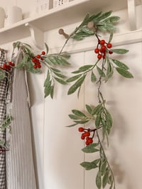 Image 1 of Simple Foliage & Red Berry Garland