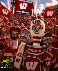 Image 3 of Wisconsin BADGERS custom Golf Club Cover hand knit logo College football fan  gift-7ad4cf64