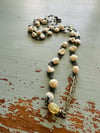Baroque Pearl And Opal Necklace With Sterling Bar Pendant