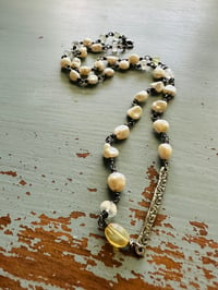 Image 1 of flash sale . Baroque Pearl And Opal Necklace With Sterling Bar Pendant