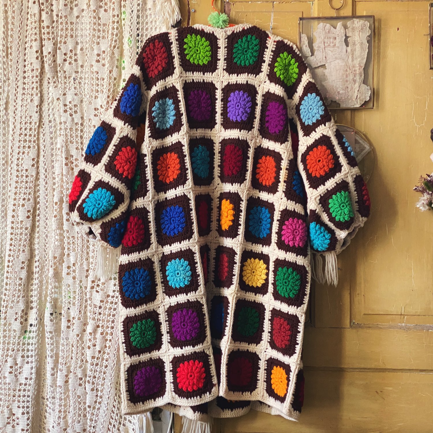 Image of Fringed Jewel Garden Granny Sweater