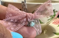 Image 4 of  Genuine Opal Stone and Pink Lace Ribbon Tea Strainer Steeper Infuser