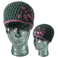 Image 2 of Jade and Pink Fitted Beanie