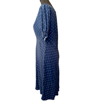 Image 4 of 1930s Inspired Navy Polka Dot V Neck Dress - Size 8 
