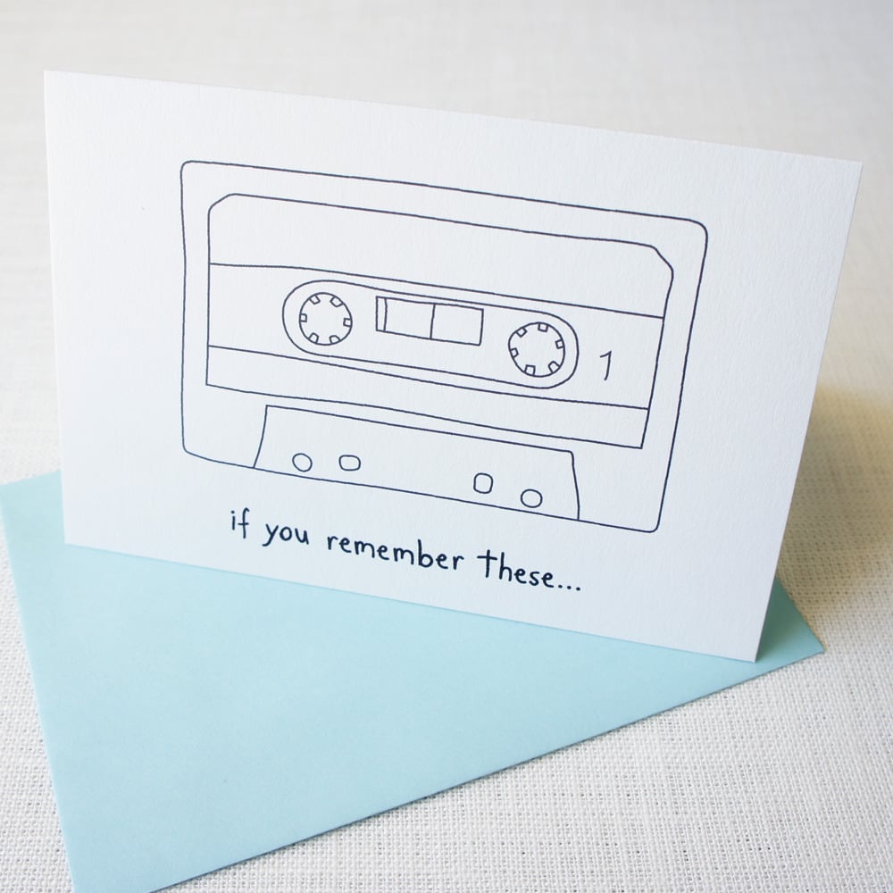 Image of Old cassette tape birthday card - for all ages