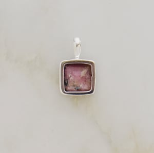 Image of Rhodochosite square cut silver necklace