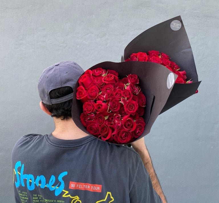 Chic And Classic All Red Rose Bouquet 