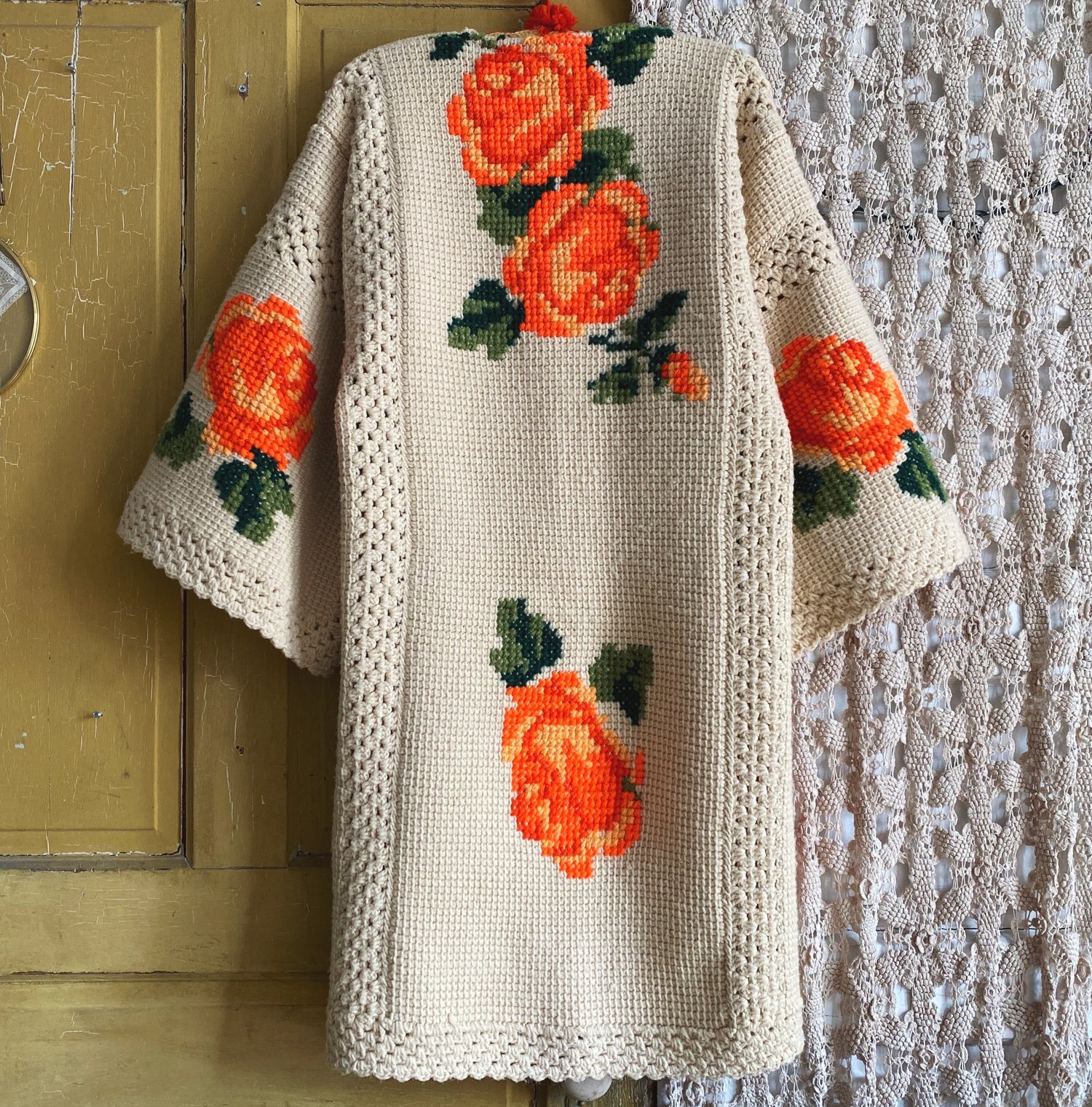Image of Orange Roses Granny Sweater