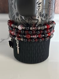 Image 2 of Deadly Damask Black and Maroon Tumbler Bracelet Stack