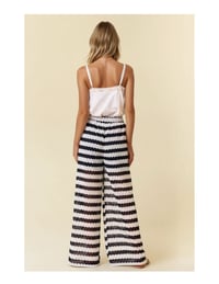 Image 2 of Striped Crochet Lace wide leg pants 