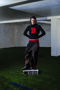 Image 3 of SWEATER LAINE D BLACK/RED