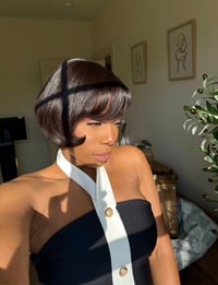 Image 9 of The 90s Bob | 9” Glueless Layered Pixie Wig with Bangs 