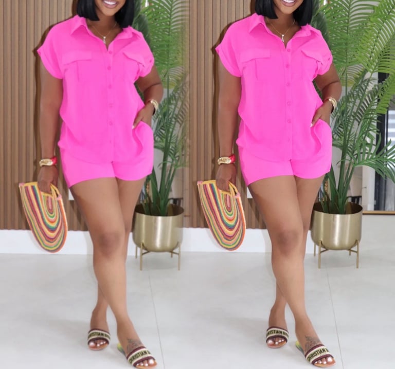 Fuchsia Front Pocket 2pc Set w/ Pockets (HAS STRETCH) ✨SMALL✨