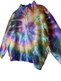 Image 6 of XL Ladies Quarter-Zip Pullover in Autumn Spiral Ice Dye