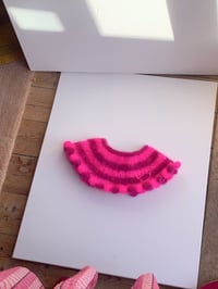 Image 3 of Sofie and Iris Pink and Burgundy Striped Mohair Bubble Collar