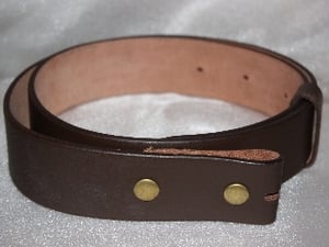 Image of Brown leather snap belt